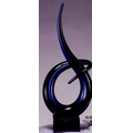 Art Glass Sculpture - 14.5" Brown/ Blue Curlicue